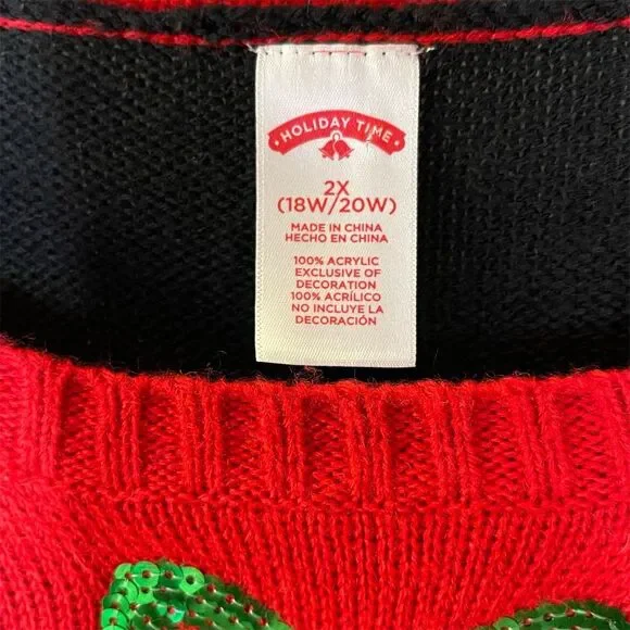 Ugly Christmas Sweater Black and Red Elf Design - Picture 4 of 4